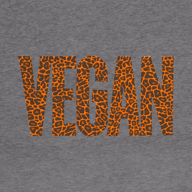 Vegan Word Art T-Shirt | Bright Orange Animal Print Letters #3 by Sorry Frog